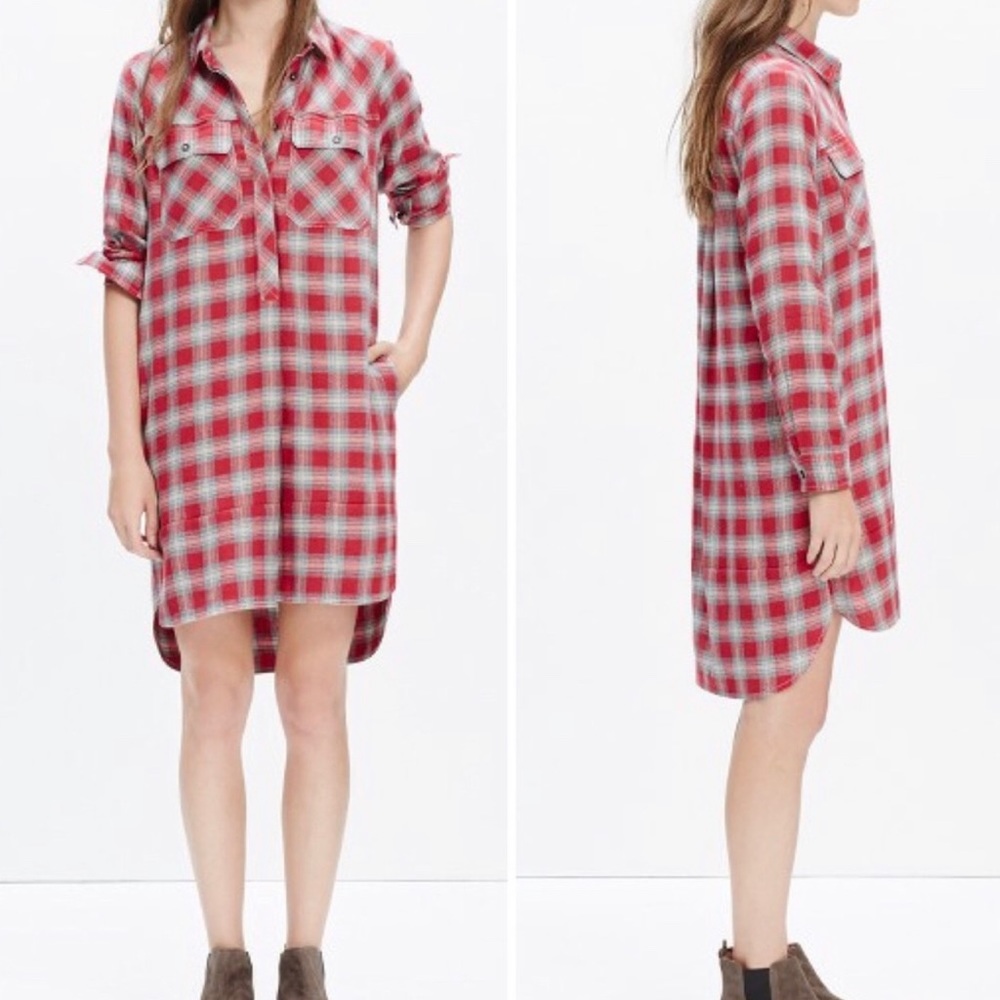Madewell Daywalk Shirt Dress Fairfax Plaid Flannel